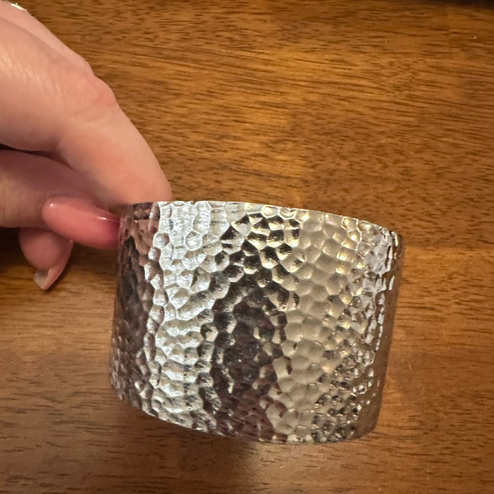 Cookie Lee Textured Silver Cuff Bracelet